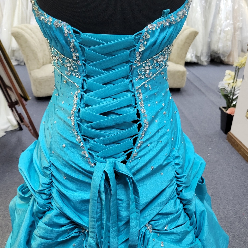 MORI LEE Barbie Flamingo Pink BALLGOWN DRESS Long pick-up pleats 8 - Picture 10 of 13